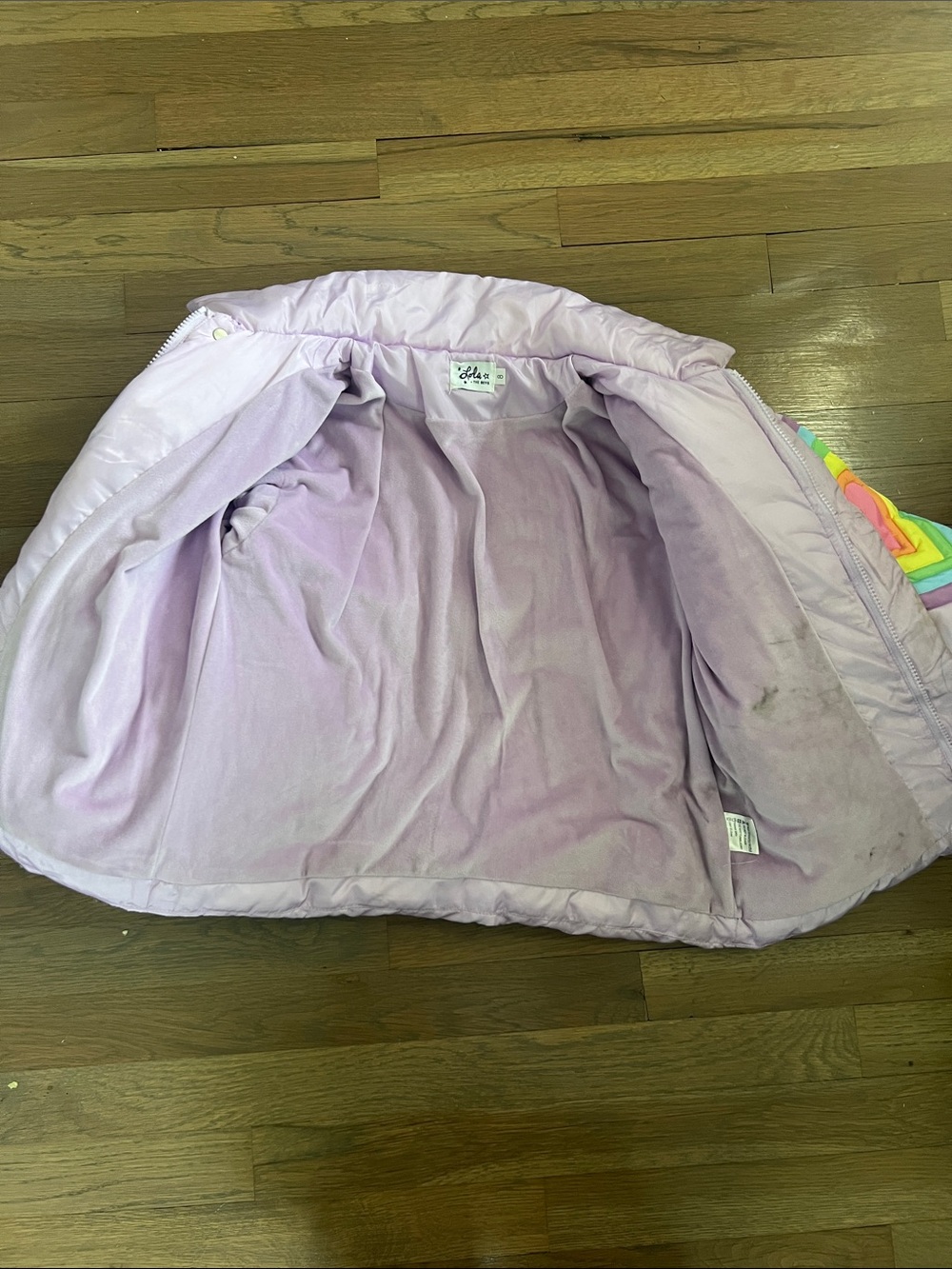 Lola and the Boys Rainbow Heart Puffer Girls Jacket Size 8 - Picture 6 of 8